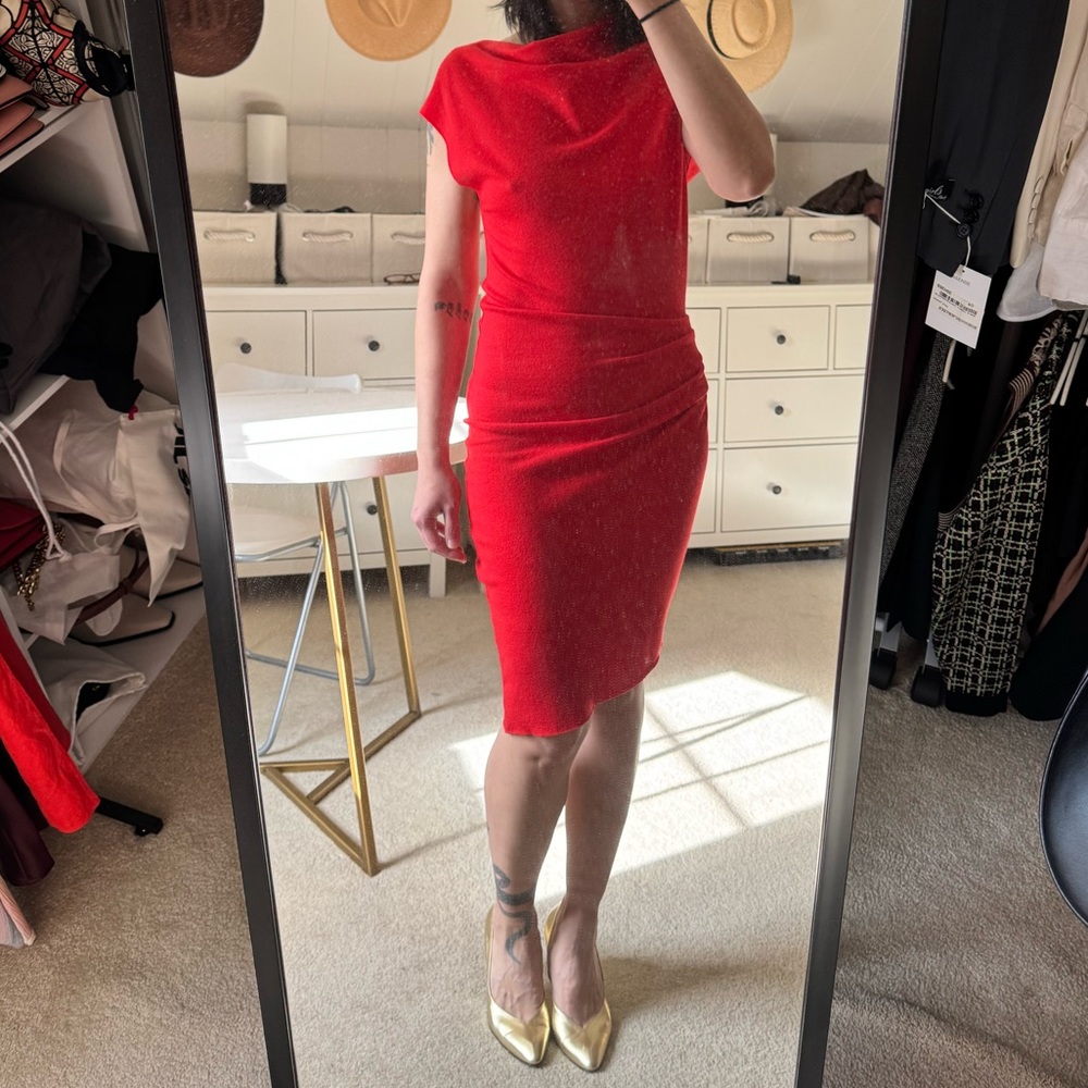 Helmut Lang red wool dress